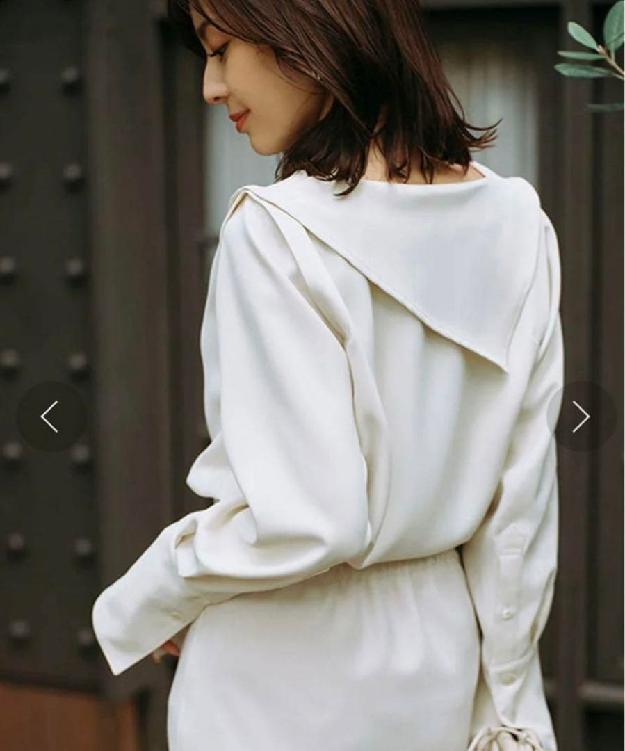 anuans スカーフドレープブラウス