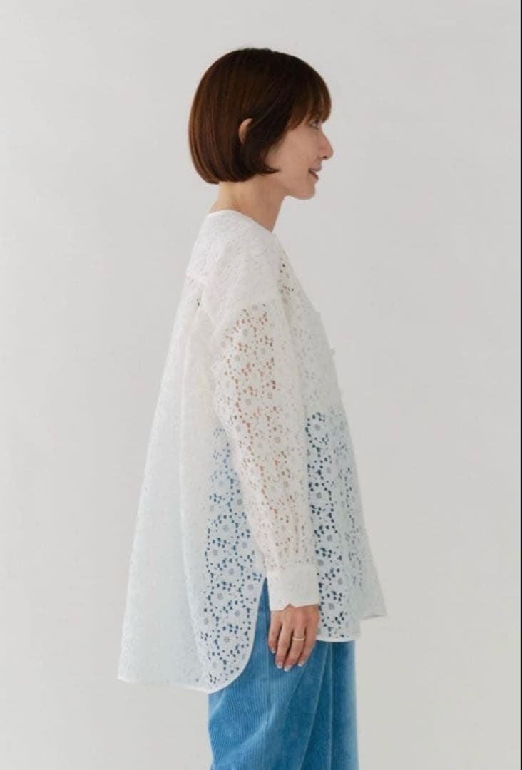 yori【2025AW】フロッキーレースシャツ ホワイト 新品未使用