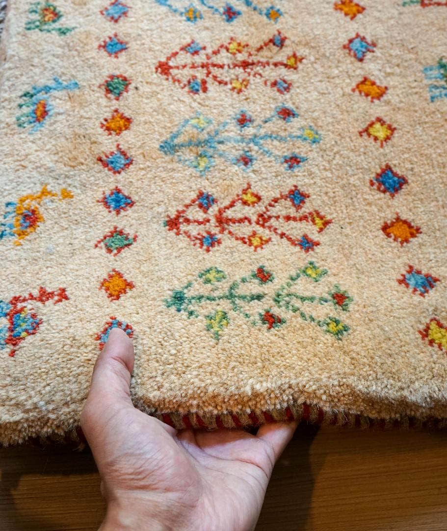 75×54cm ペルシャ絨毯 手織り ギャッベ アマレ族 ギャベ