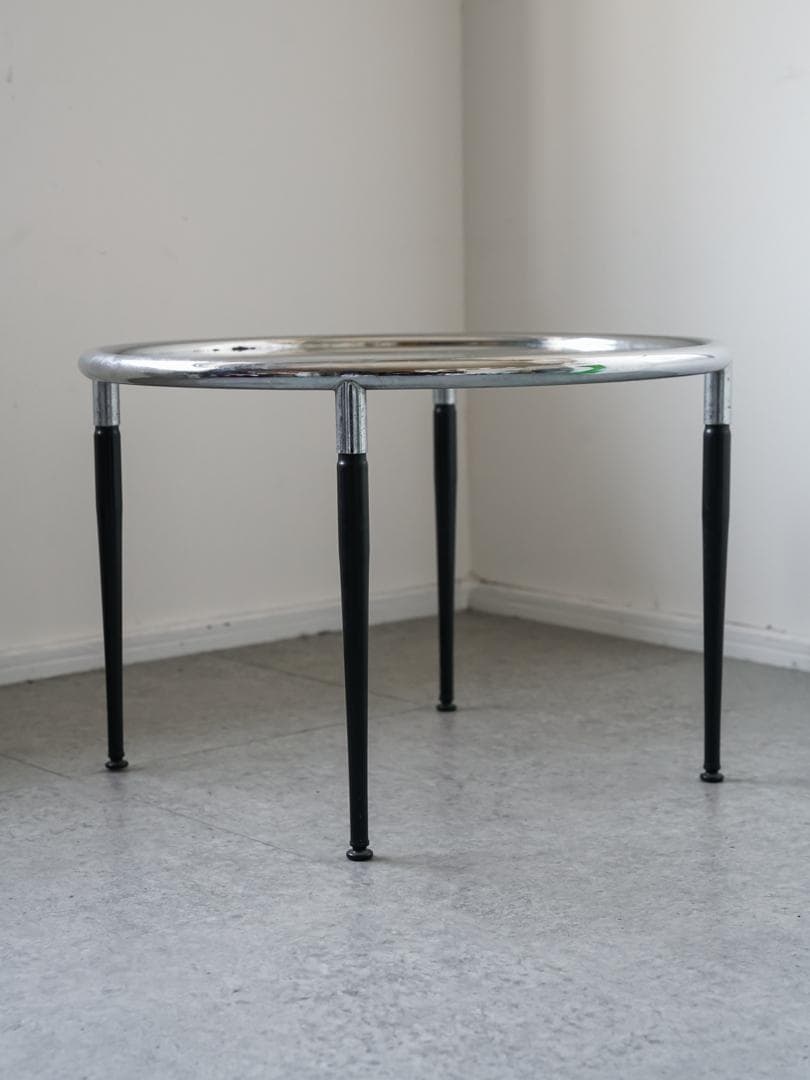 ヴィンテージ　ラウンド ガラステーブル 古道具 ミッドセンチュリー モダン