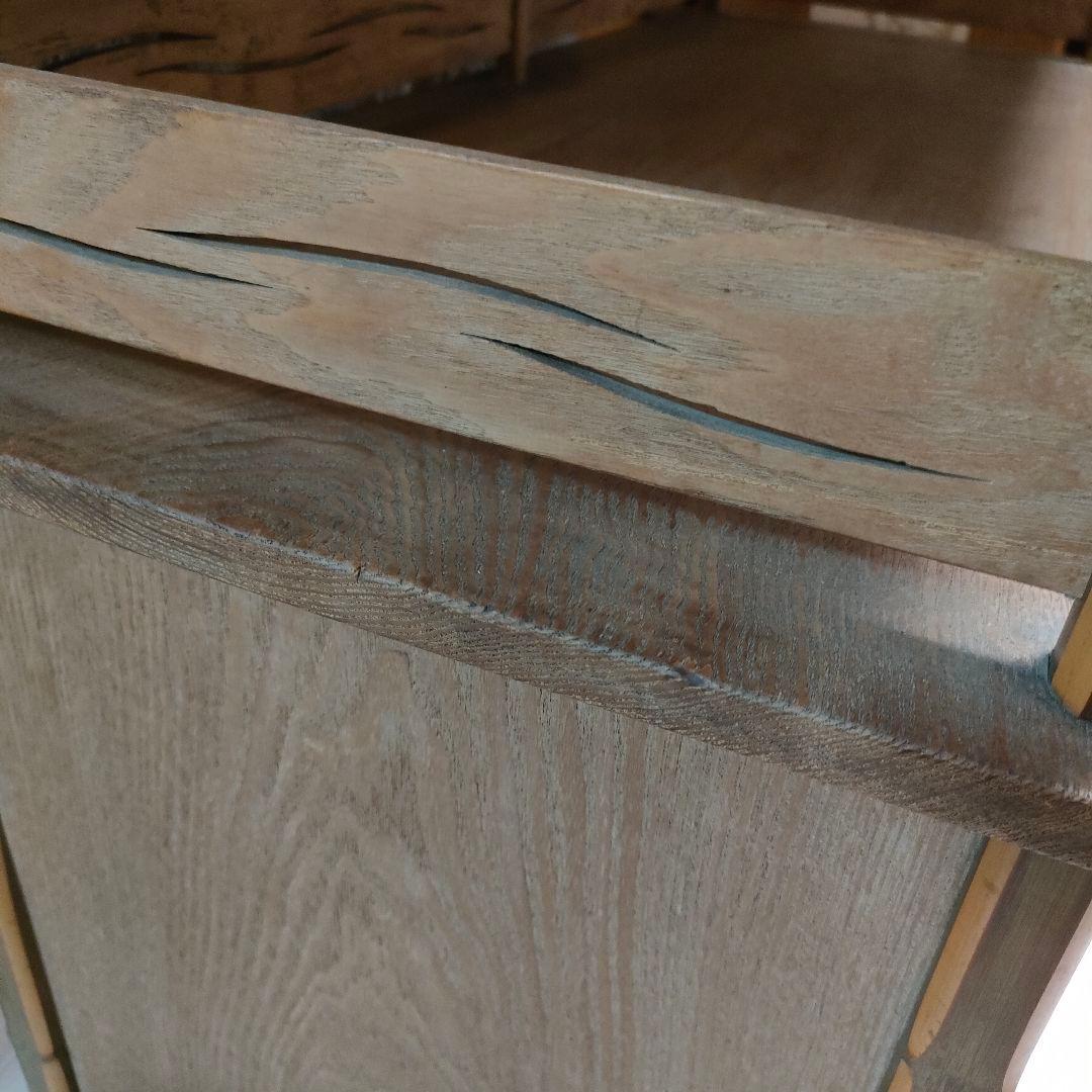 和モダン 飾り棚 サイドボード 昭和レトロ 流水文様 布張り 引き戸