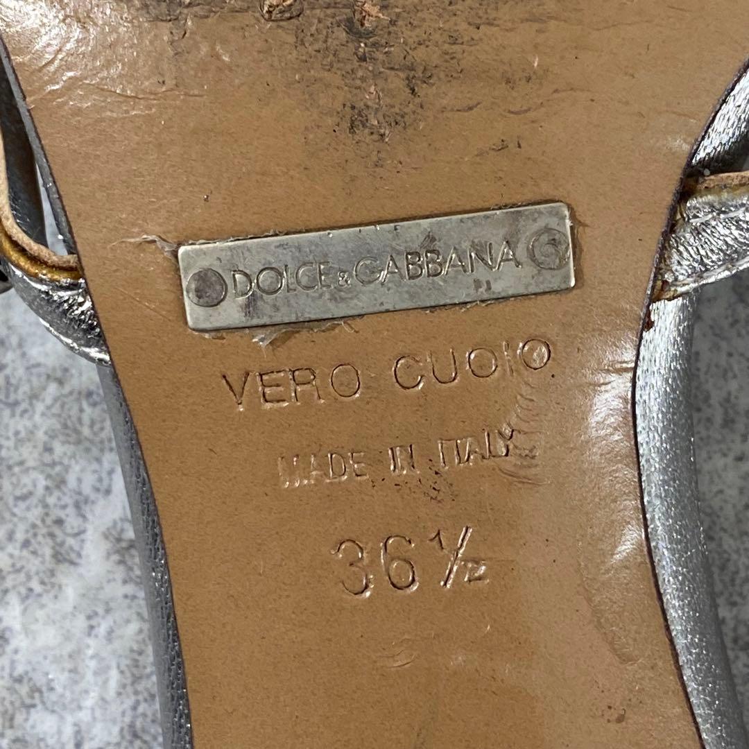 ドルチェアンドガッバーナ　ハイヒール　ビジュークリスタル　ミュール　シルバー