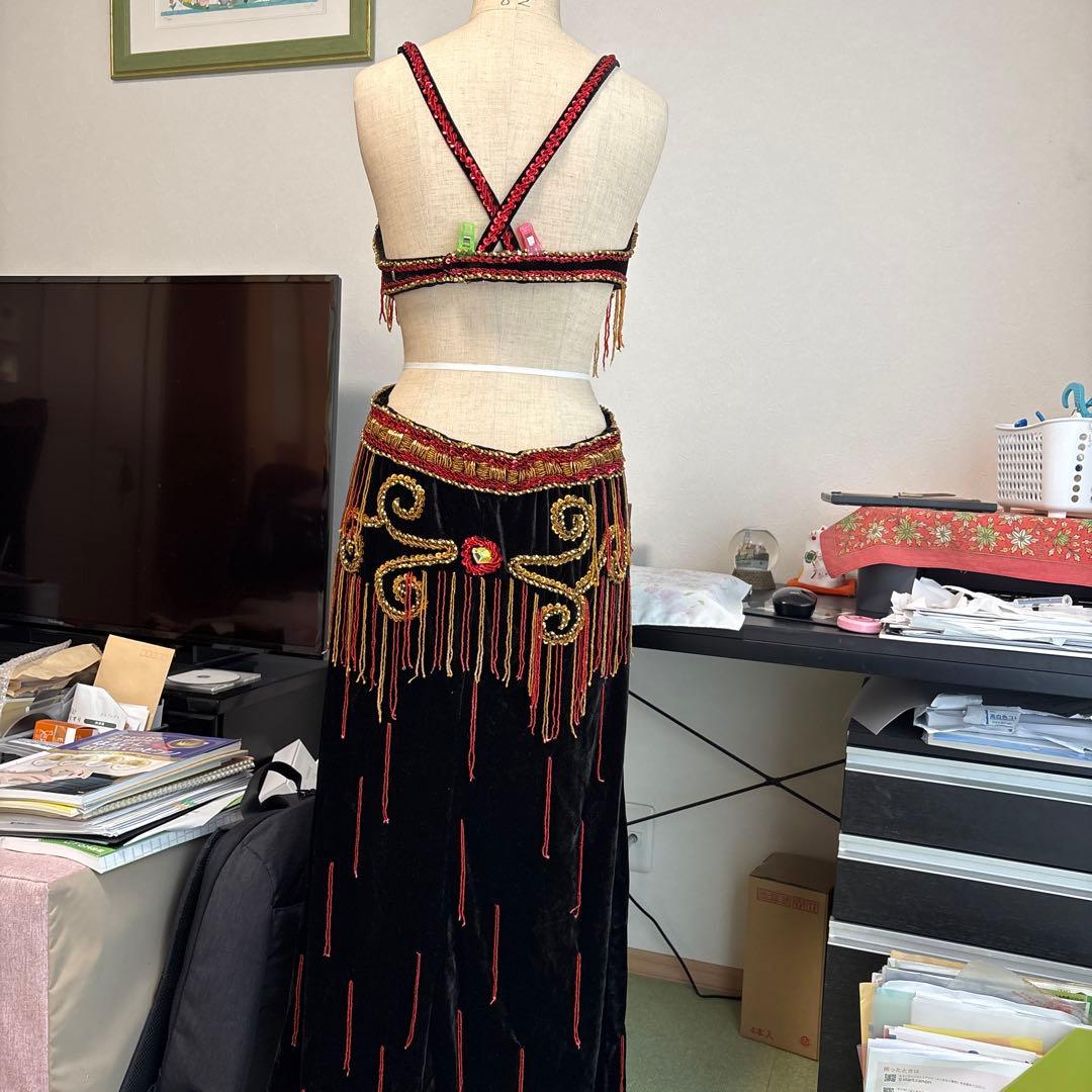 ベリーダンス衣装 黒 ベルベット