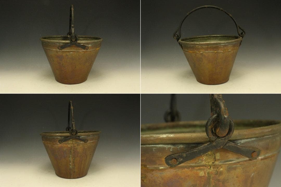 アンティーク ブロンズ バケツ 銅製(メ1064)