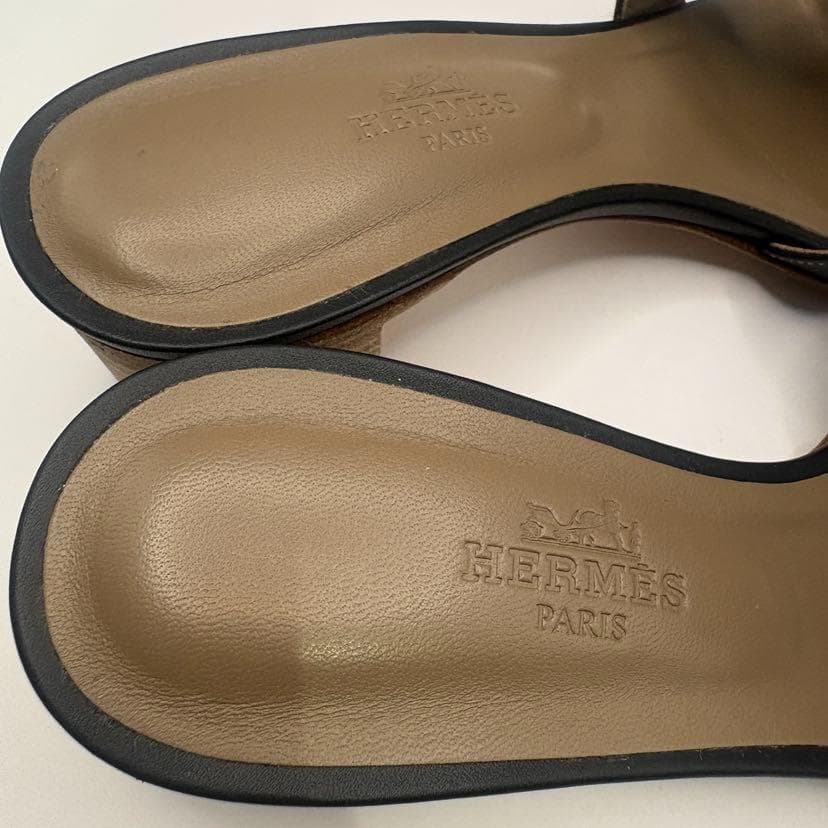 エルメス HERMES オアジス レザー ミュール ブラック サイズ35