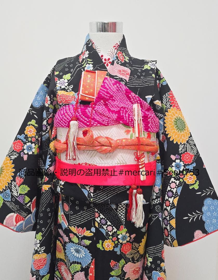 七五三　7歳　 正絹　着物　セット　女の子 c99