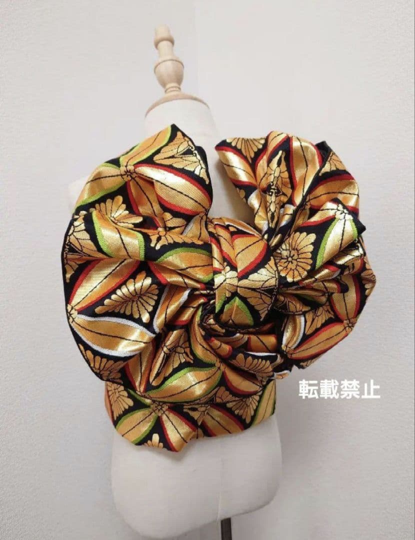 七五三　ハーフ成人式　ジュニア帯　袋帯からの作り帯　1点物　七宝　黒金