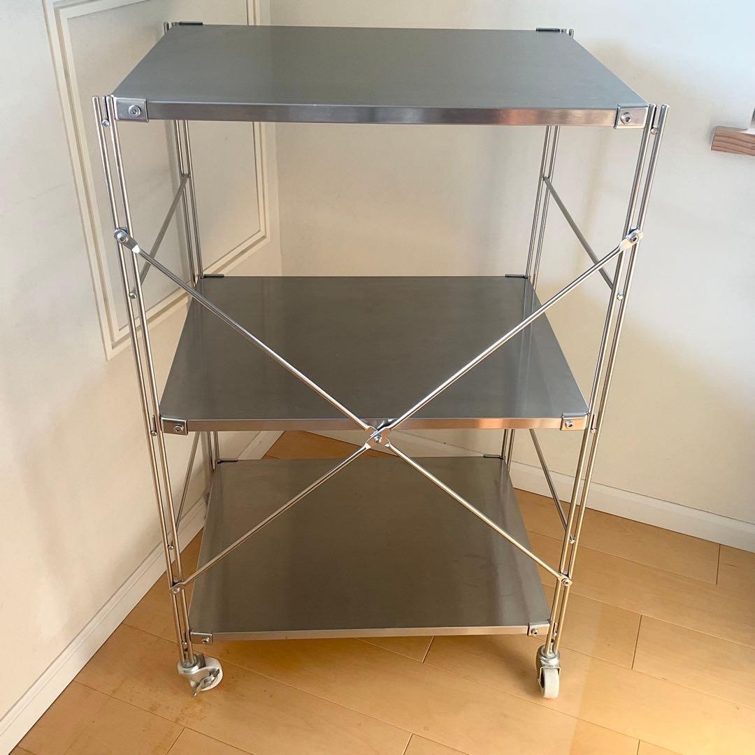 無印良品　ステンレスユニットシェルフ・ステンレス棚セット・小　キャスター付