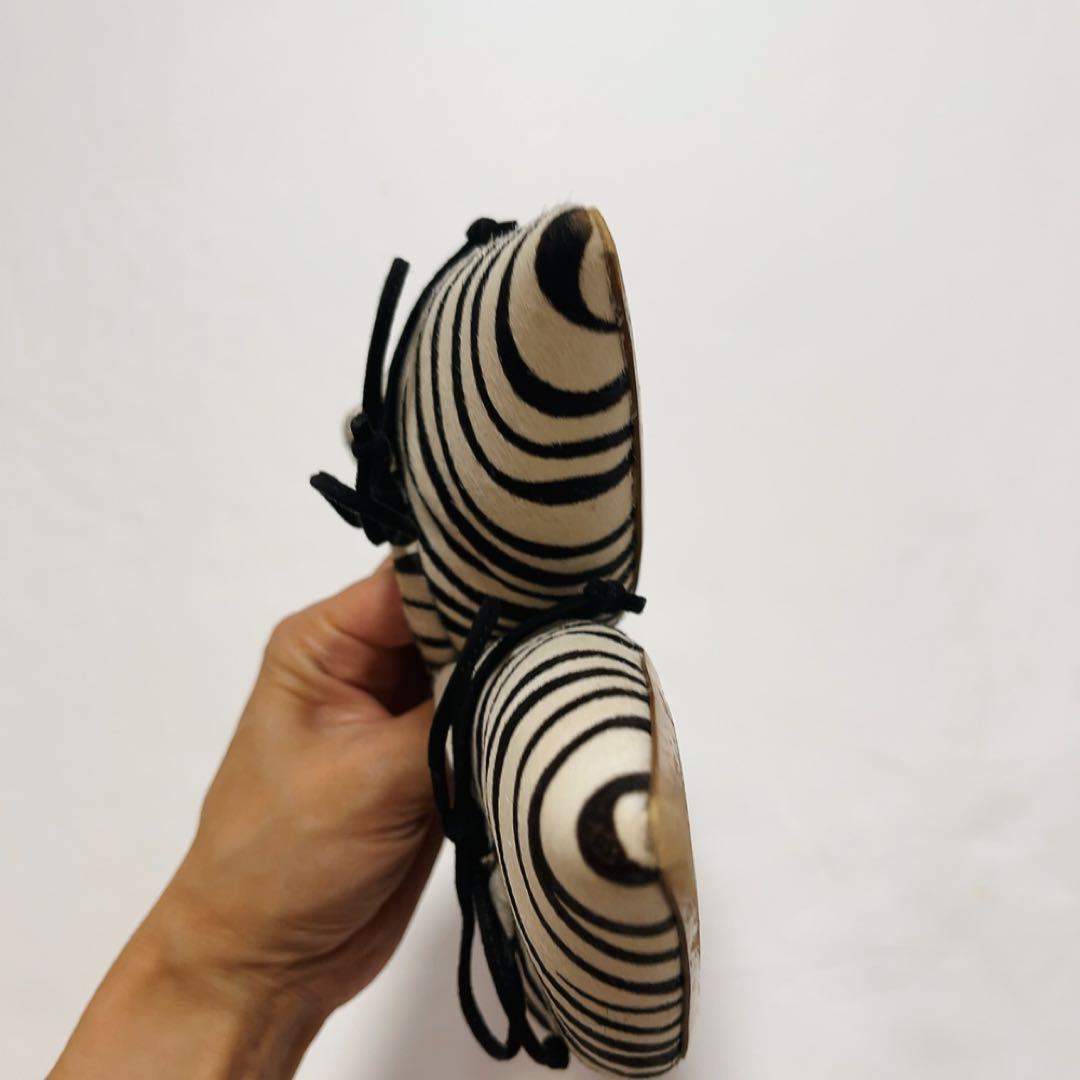 PIPPICHIC Remy リボンミュール スリッパ ゼブラハラコ サイズ38