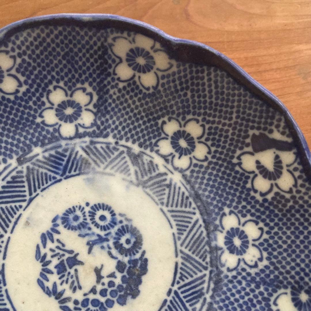 梅印判膾皿　中皿　小皿　雅姫や微塵唐草、染付、統制陶器や白山陶器、キナリノ好きに