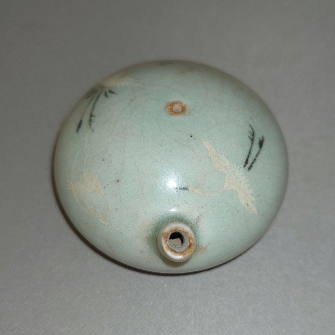 高麗青磁 『象嵌双鶴紋水滴』 硯滴　水注　朝鮮　古陶磁　古美術　民芸