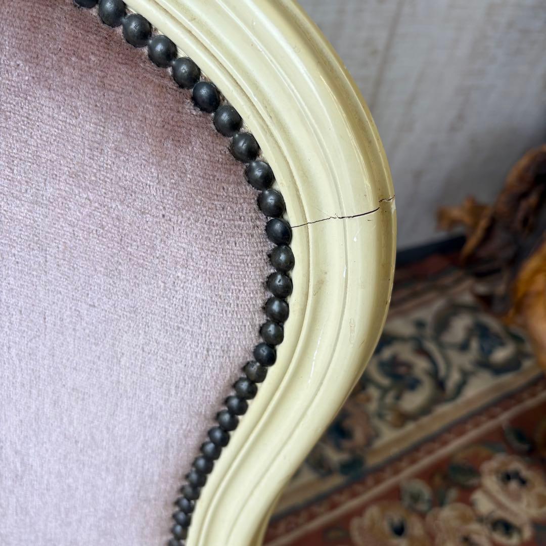 ロココアンティーク 木製ダイニングチェア ベロアアームチェア 姫系 フレンチ家具