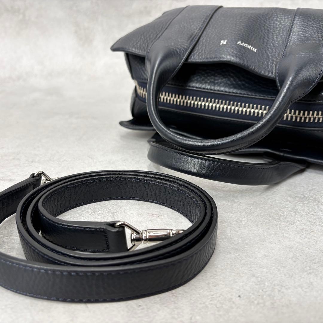 【未使用級】ヒロフ ランポS 2way ショルダーバッグ ネイビー レディース