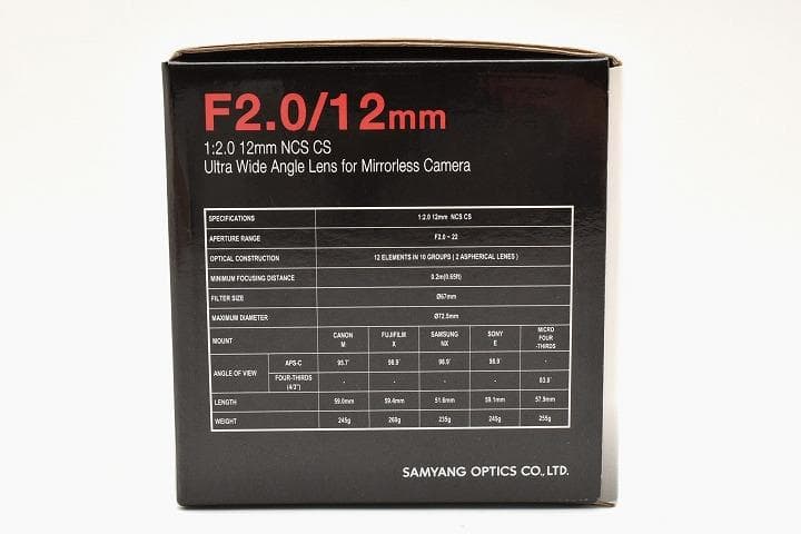 15267E ★新品★ SAMYANG MF 12mm F2.0 NCS CS