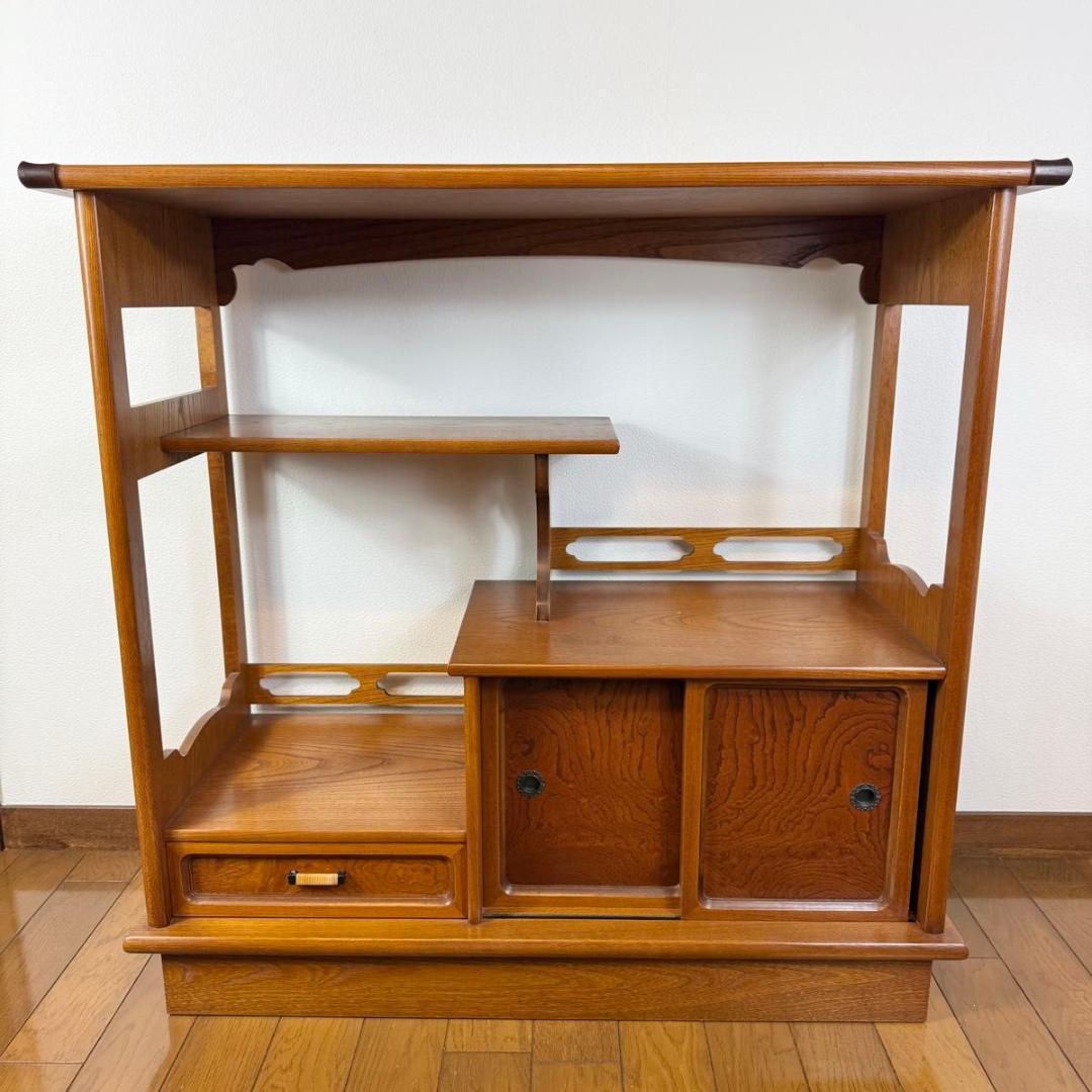 【美品】欅材 煎茶棚 茶箪笥 和家具 唐木 アンティーク　 915-1