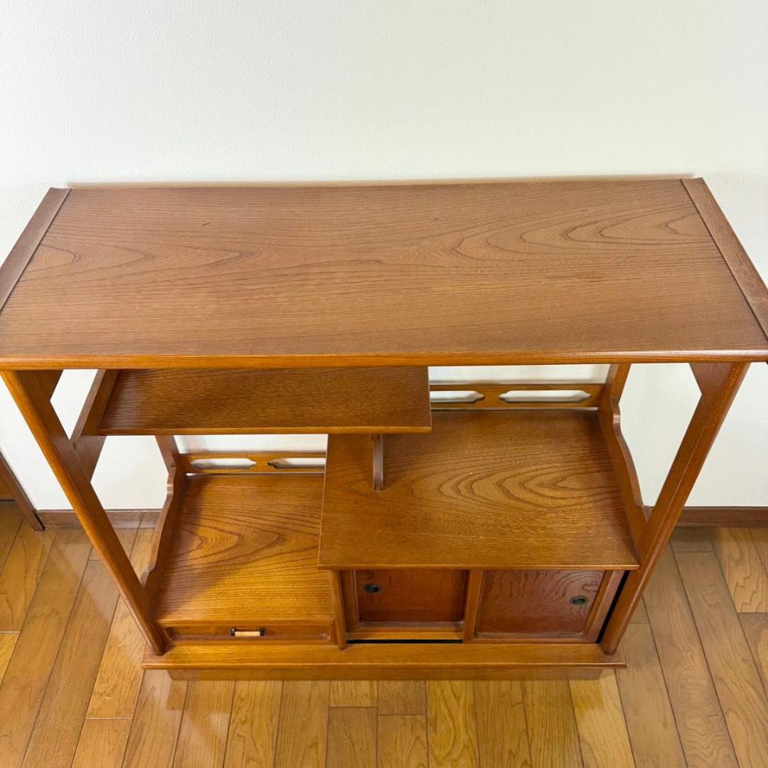 【美品】欅材 煎茶棚 茶箪笥 和家具 唐木 アンティーク　 915-1