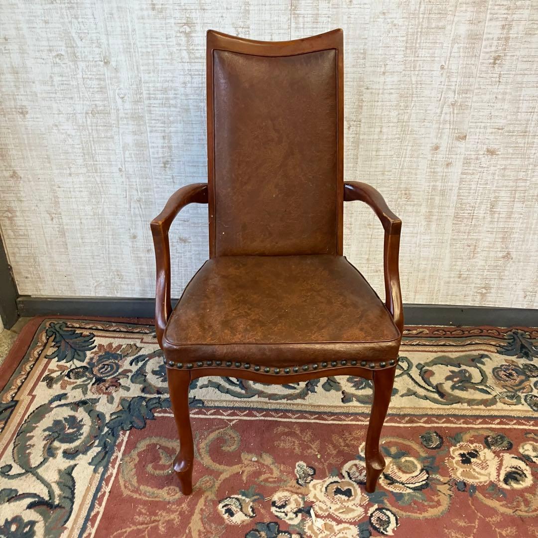 ③北欧レトロ マルニ 木製椅子 鋲打ちダイニングチェア ロビーチェアアームチェア