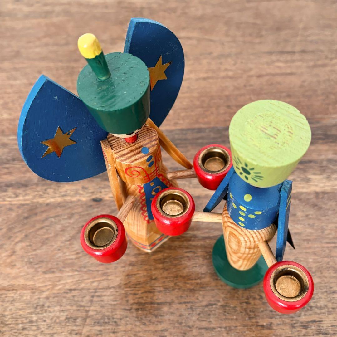 【東ドイツ エルツ・ザイフェン 天使と鉱夫のキャンドルスタンド】 ヴィンテージ