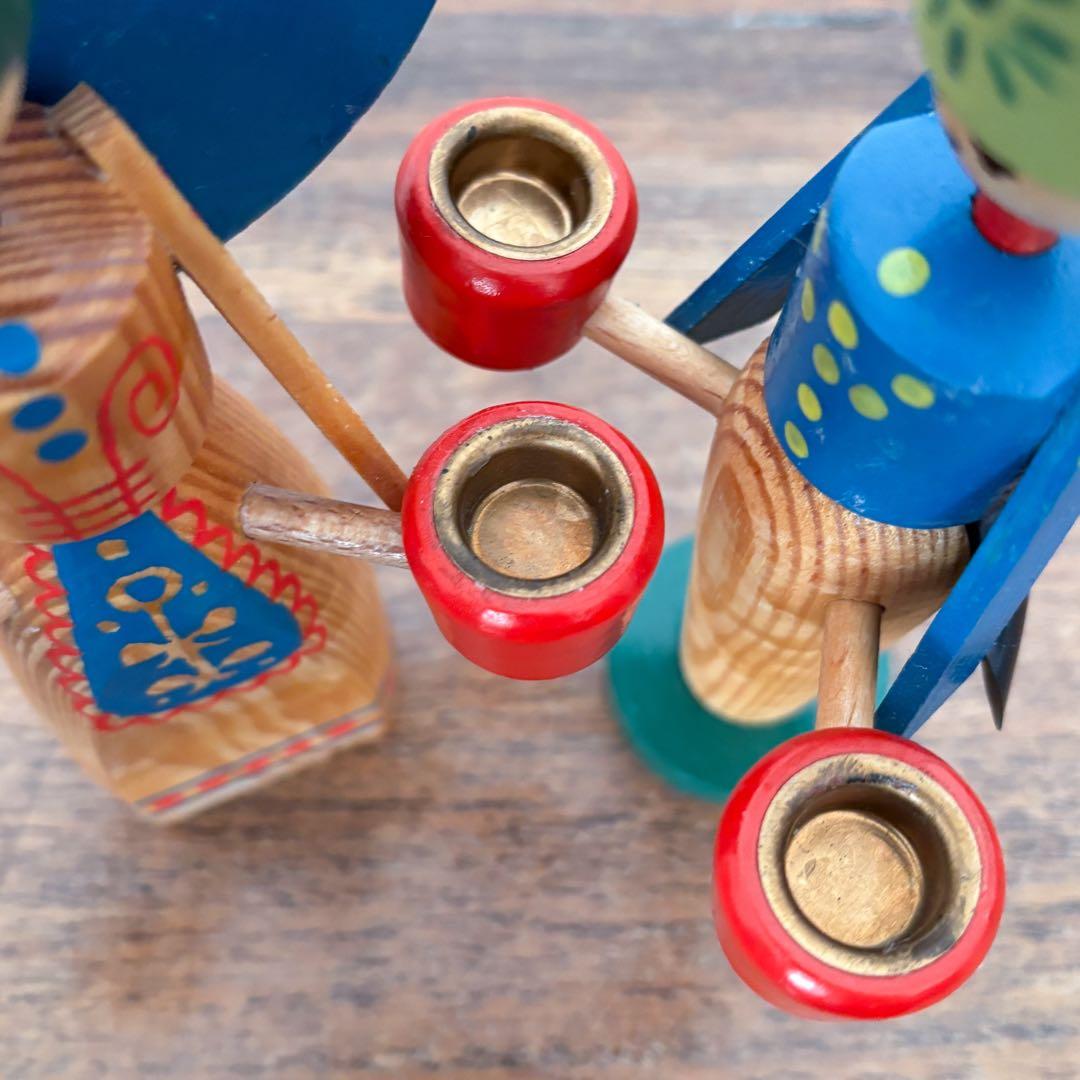 【東ドイツ エルツ・ザイフェン 天使と鉱夫のキャンドルスタンド】 ヴィンテージ