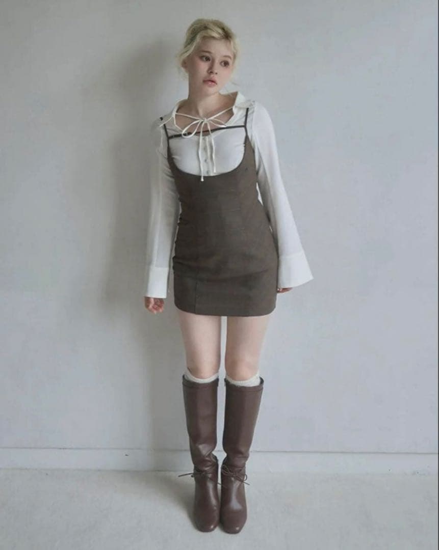 新品未開封 andmary Betty layered check dress