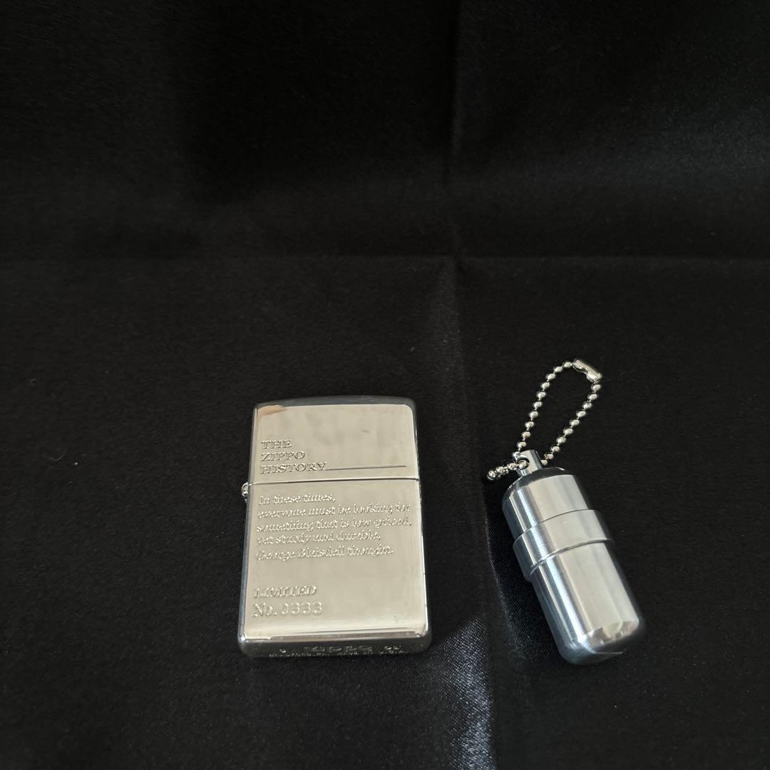 ZIPPO 限定品シリアルNO.0333オイルコンテナ付（銀20ミクロン）