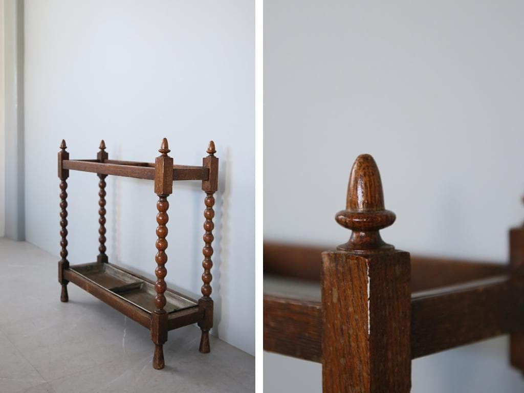 英国アンティーク木製傘立て/アンブレラスタンド/玄関インテリア(91-52)