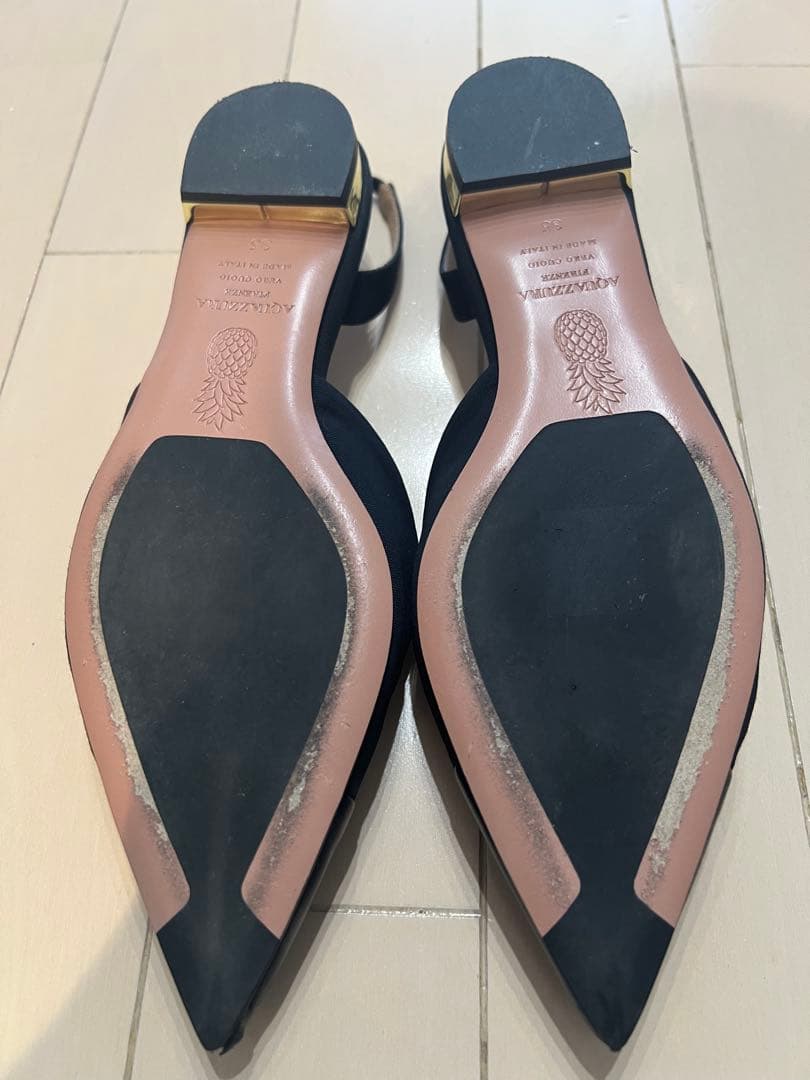 AQUAZZURA ブラックレザー ミュール