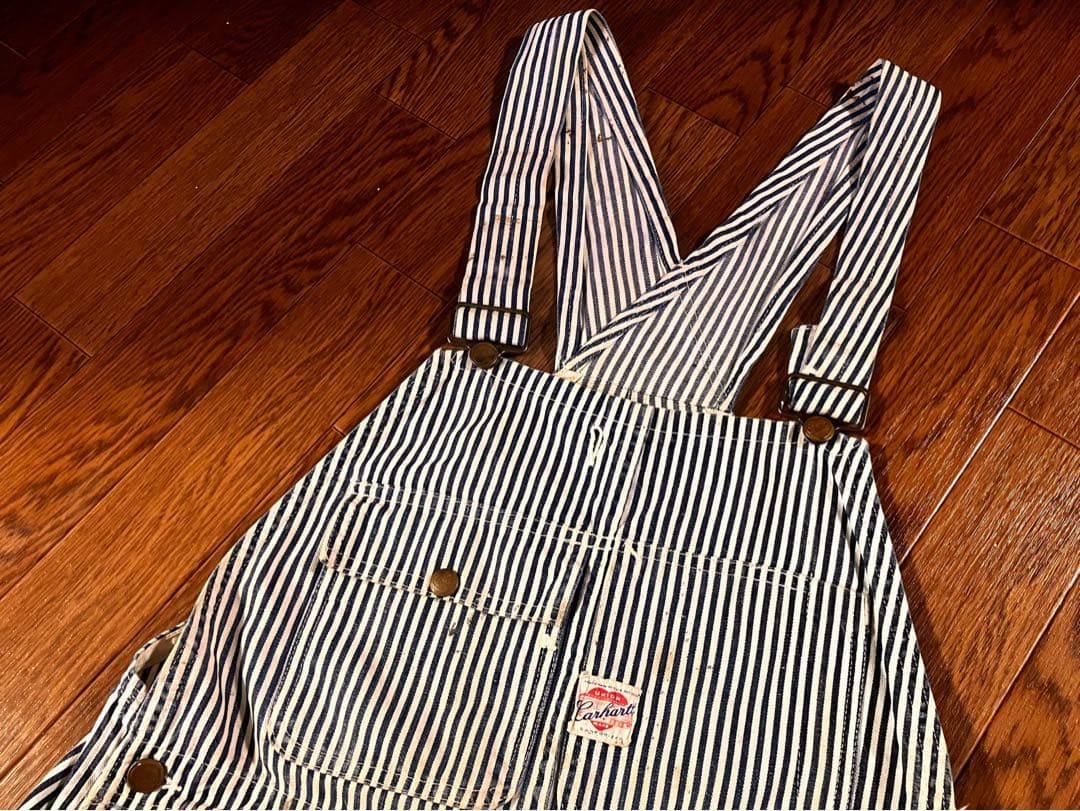 40s カーハート ハートタグ ヒッコリーオーバーオール エプロン付 34インチ