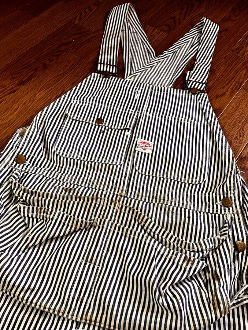 40s カーハート ハートタグ ヒッコリーオーバーオール エプロン付 34インチ