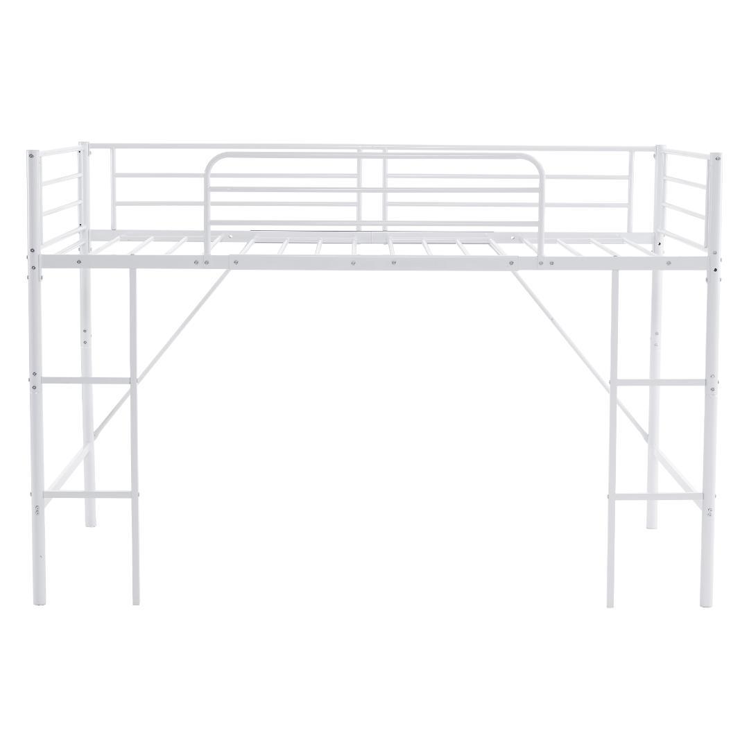 ロフトベッド　シングルサイズ　デスク付き　スチール製　北欧風　WHITE