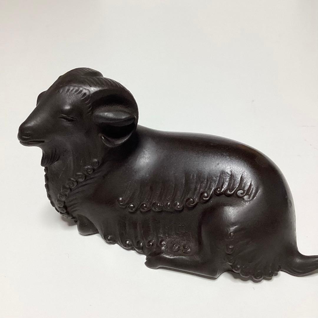 ☆人間国宝 ☆ 彫刻家 ☆ 香取正彦 ☆ 鋳銅　「羊」 置物　共箱　978g