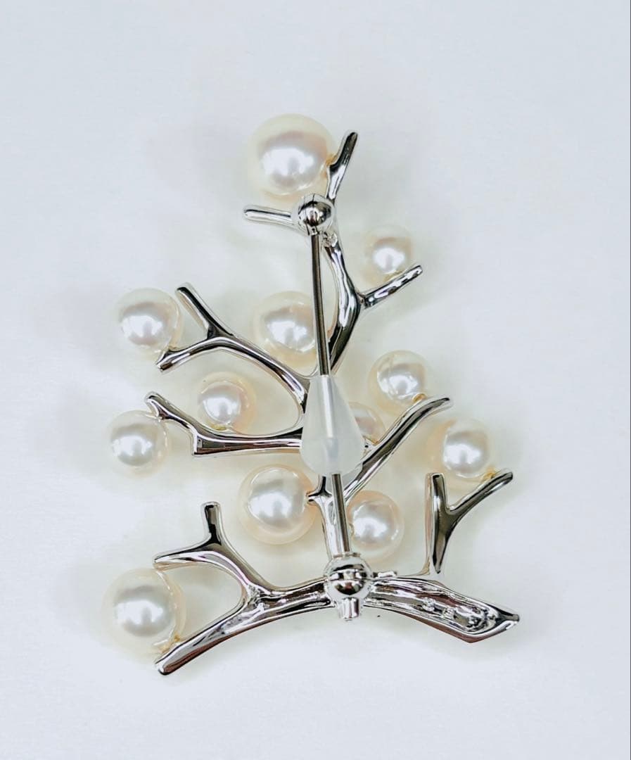 【極美品】ミキモト 幸福の木 ラージサイズ シルバー ブローチ 巾着 箱付き