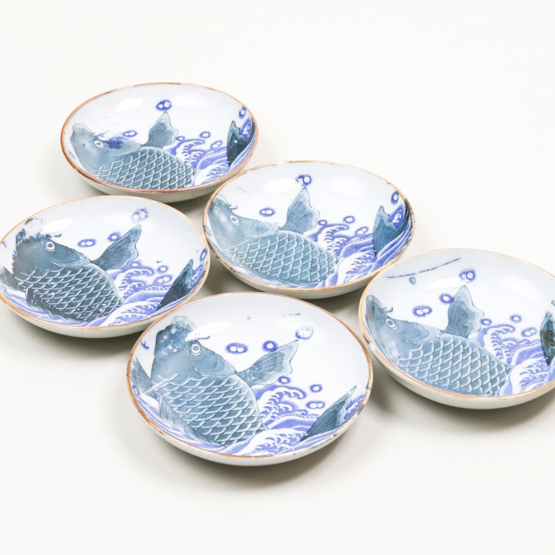 伊万里 波鯉図 皿揃い 5枚