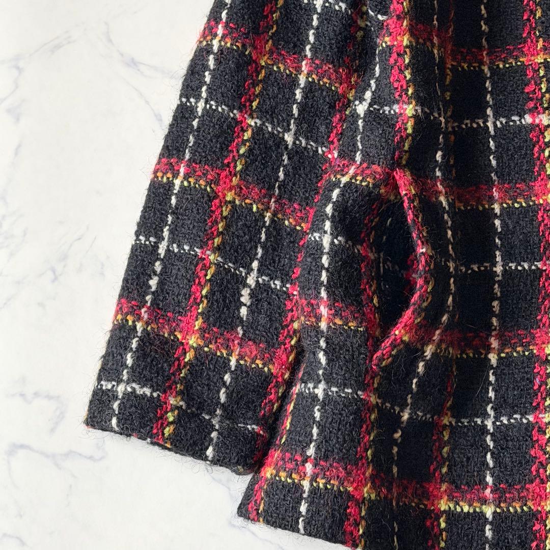 【希少】 アニエスベー フランス製 ウールジャケットコート ツイード チェック柄