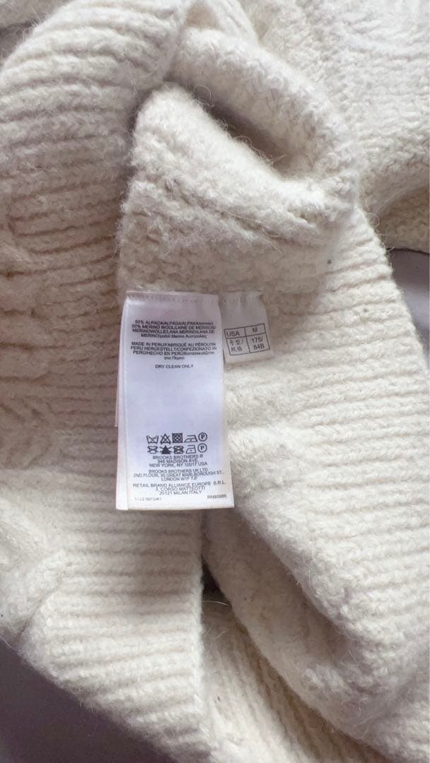 Brooks Brothers ケーブルニットセーター M ホワイト　アンゴラ