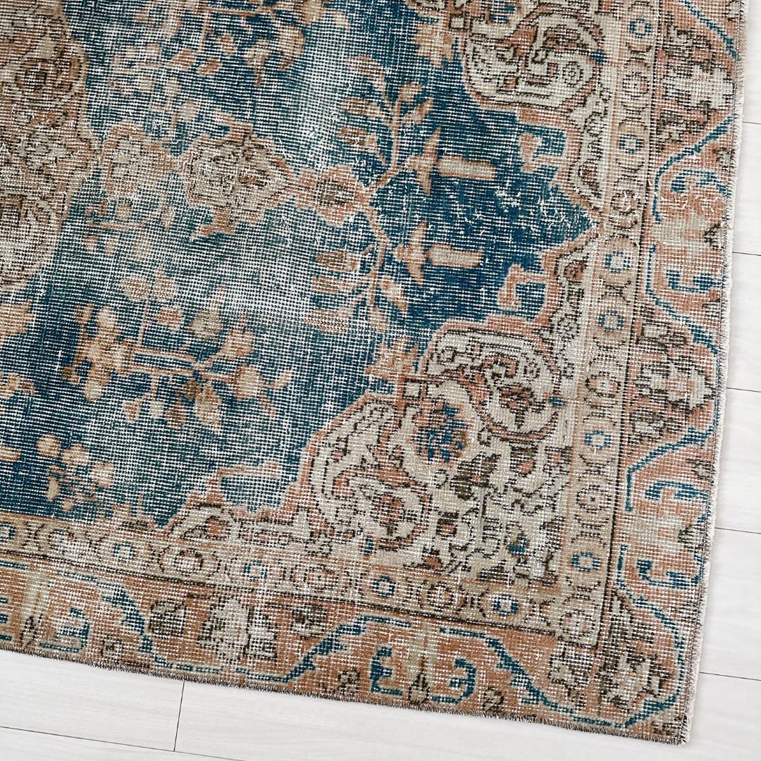 トルコ ヴィンテージラグ A119 レア ネイビー アプリコット ベージュ