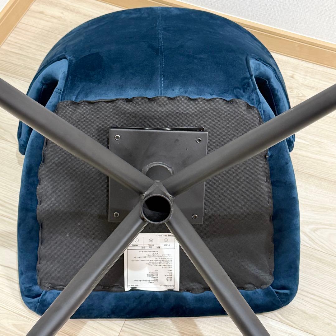 アーマー ラウンドチェア　ベロア調　回転式