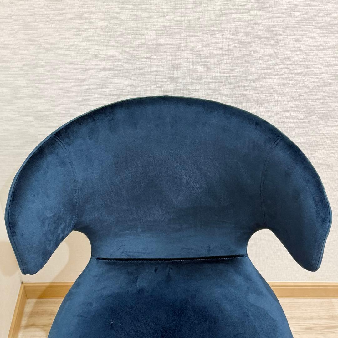 アーマー ラウンドチェア　ベロア調　回転式