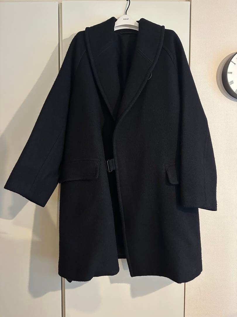 【最終価格】COMOLIコモリ19AWウール ショールカラーコート