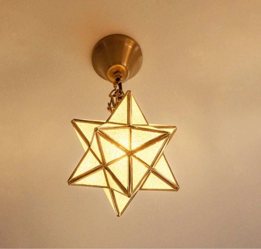 【ペンダントライト】 シーリング シェードランプ ガラス 北欧 星 電球 照明