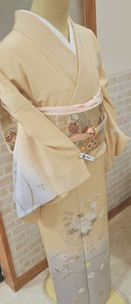 訪問着 4点フルセット、着物、袋帯、帯締め、帯揚げ ゆき丈長め69