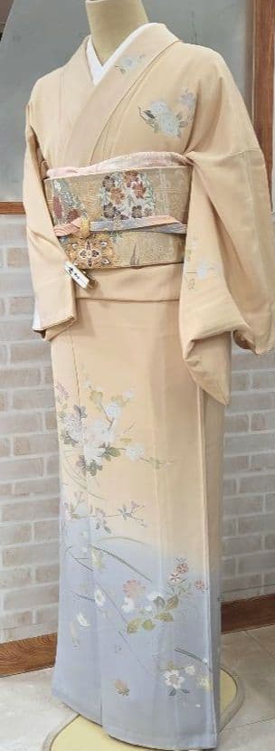 訪問着 4点フルセット、着物、袋帯、帯締め、帯揚げ ゆき丈長め69