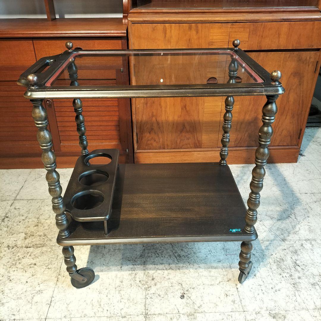 M♦希少 送料込 Najico社製　ヴィンテージ キャスター付きトロリーテーブル