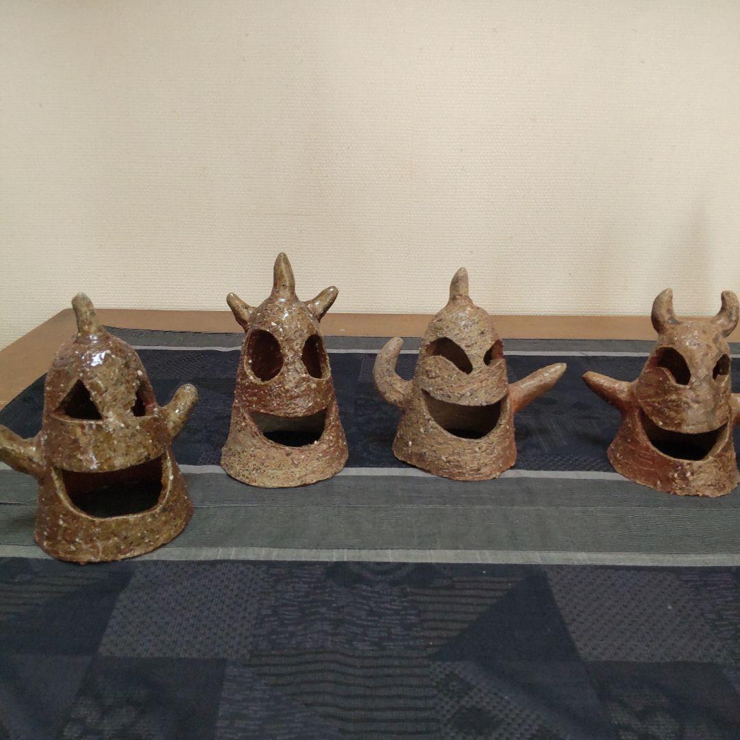 面白い 明かりカバー8ケ 備前焼