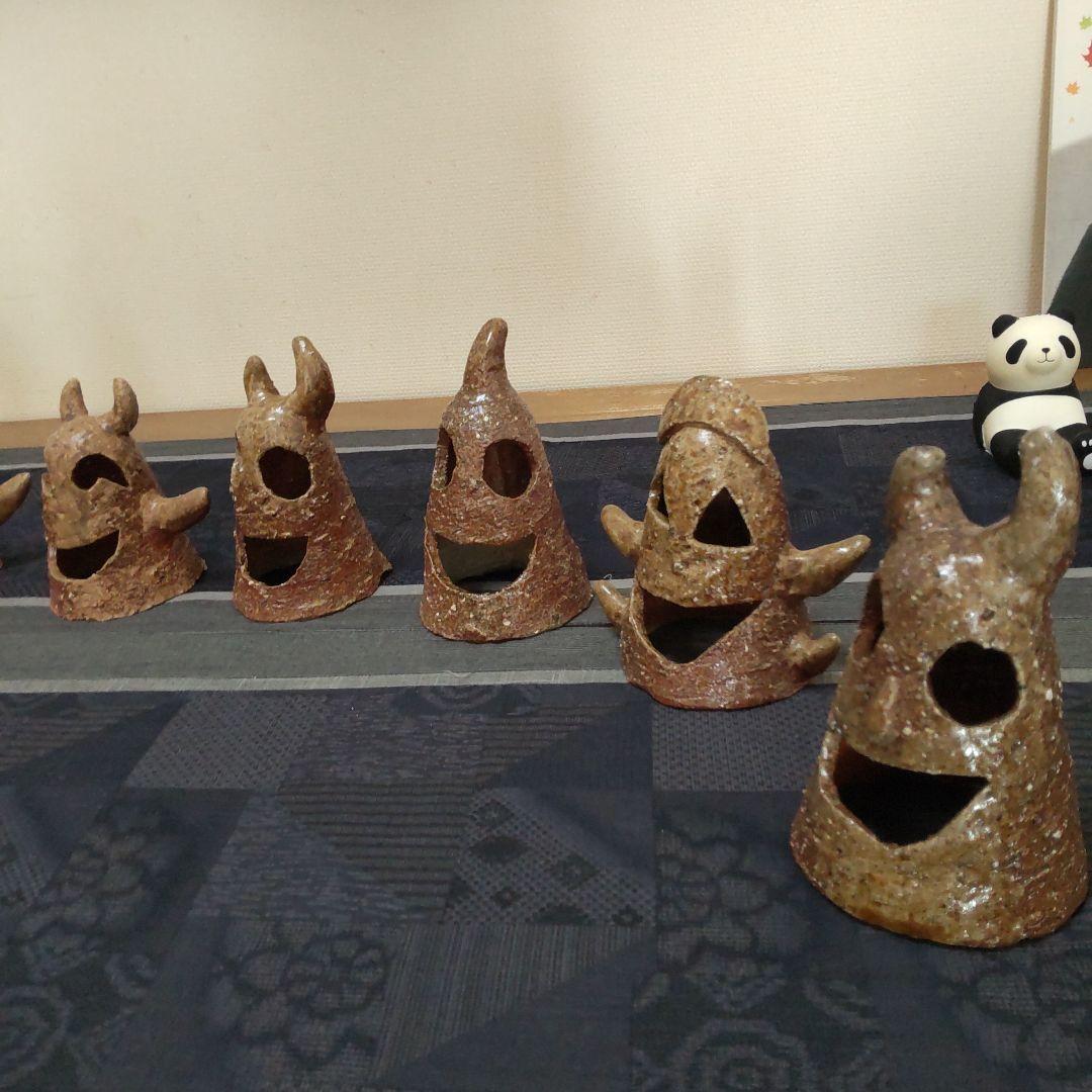 面白い 明かりカバー8ケ 備前焼