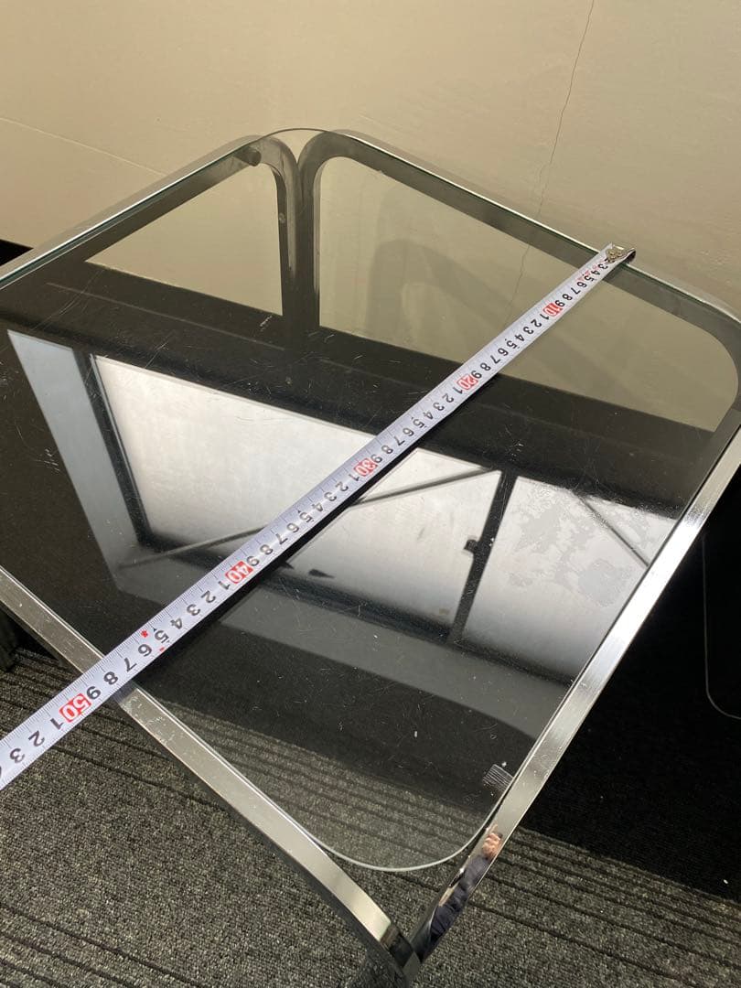 スペースエイジ　ガラステーブル　メッキ　ミッドセンチュリー