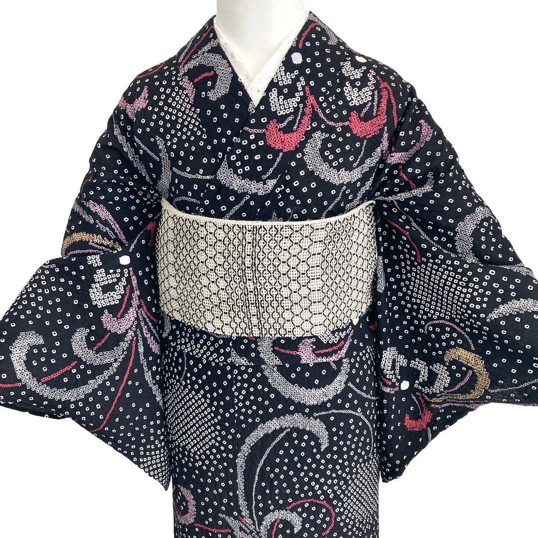 ™️34 身丈163 絞り染め　有松絞り　絞り浴衣　浴衣