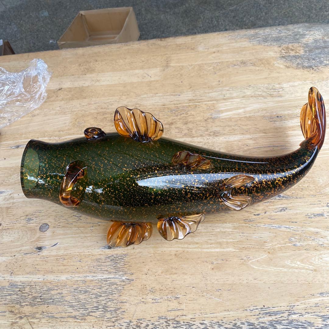 鯉　錦鯉　ガラス製　装飾品　置物　長さ42cm 重さ3.1kg