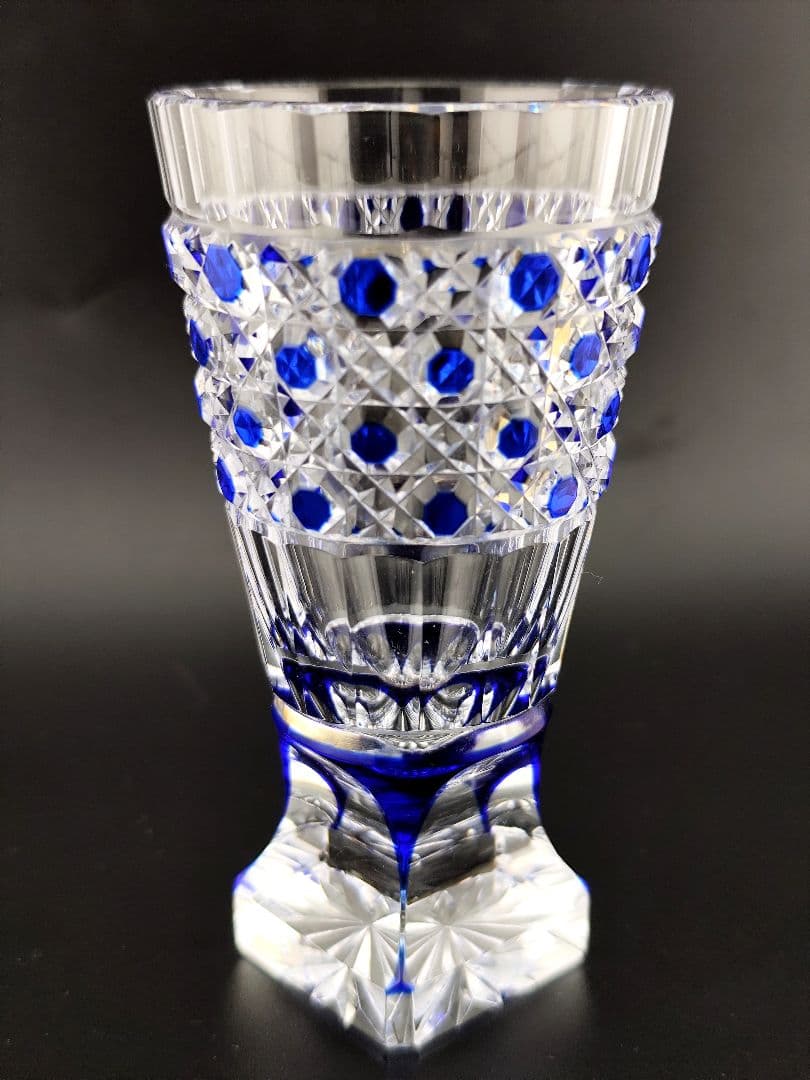 超希少品☆阪本光男 薩摩切子 脚付杯（切子 江戸切子 薩摩切子）