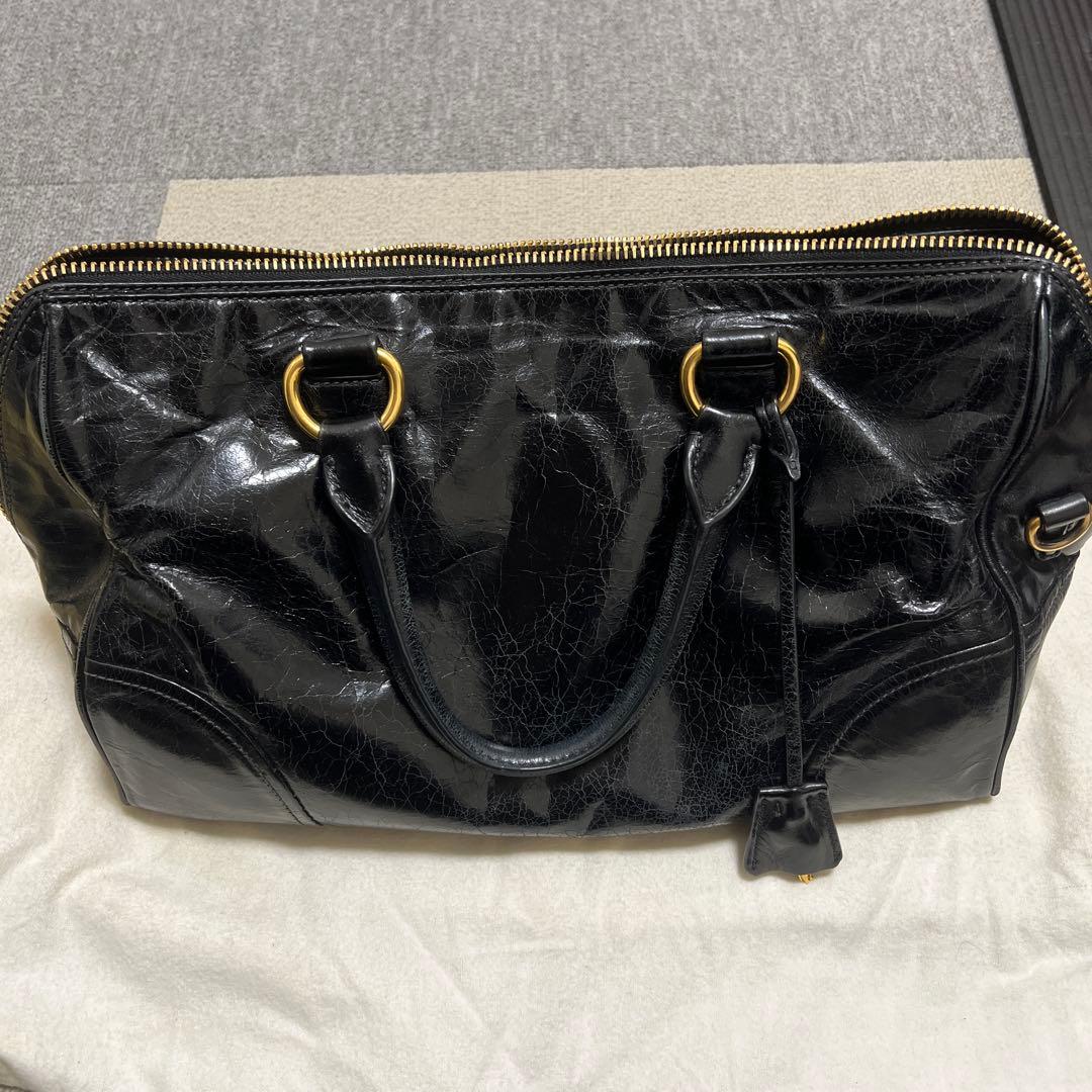 PRADA ミラノ ブラックレザー ハンドバッグ